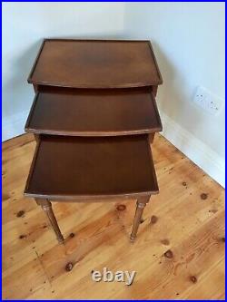 Vintage Nest of Three Mahogany Tables With Parquet Style Tops