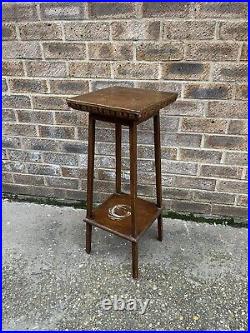 Vintage Oak Acorn Top Antique Side Table Wood Plant Stand Torchere Carved Top