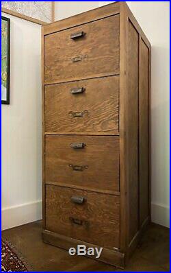 Vintage Oak Wooden Filing Cabinet
