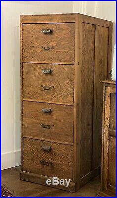 Vintage Oak Wooden Filing Cabinet