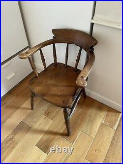 Vintage Office Chair Captain Tub Antique Retro Study Office Brown Solid Wood