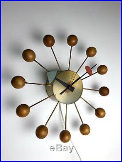 Vintage Original Irving Harper George Nelson Wood Ball Clock Mid Century