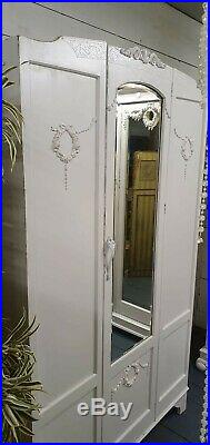 Vintage Painted Victorian Mirrored Wardrobe Shabby Chic CAN ARRANGE COURIER