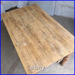 Vintage Pine Dining Table Drawer Turned Legs Country Kitchen Table