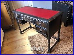 Vintage Retro Antique Wood Bros Old Charm Red Leather Inset Topped Desk Table