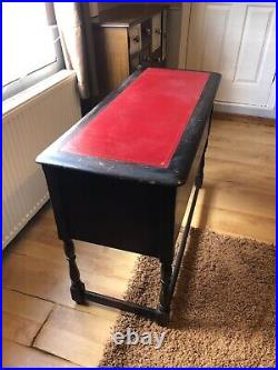 Vintage Retro Antique Wood Bros Old Charm Red Leather Inset Topped Desk Table