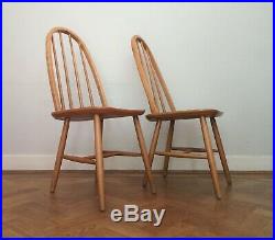 Vintage Retro Mid Century Windsor High Stickback Dining Chairs x 2 Quaker 1970s