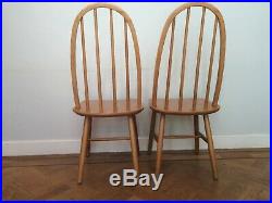 Vintage Retro Mid Century Windsor High Stickback Dining Chairs x 2 Quaker 1970s