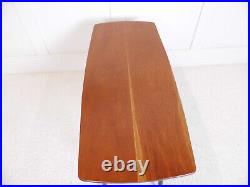 Vintage Retro Midcentury Surfboard Mahogany Wood Dinette Legs side table 1950s