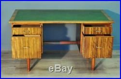 Vintage Retro Morris of Glasgow Cumbrea Walnut Twin Pedestal Office Writing Desk