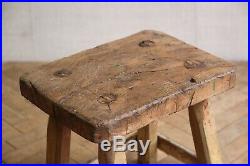 Vintage Rustic Folky Wooden Farmhouse Milking Stool Side Table