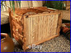 Vintage Rustic Wooden Tree Face Cottage Style Storage Coffee Table Chest Trunk