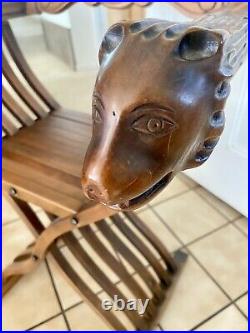 Vintage Savonarola Carved Folding Lions Head Chair