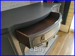 Vintage Sideboard Regency / Serpentine Bow Fronted Sideboard / Ash Grey Painted