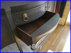 Vintage Sideboard Regency / Serpentine Bow Fronted Sideboard / Ash Grey Painted