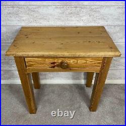 Vintage Solid Chunky Pine Wood 1 Drawer Entrance Hallway Console Side Lamp Table