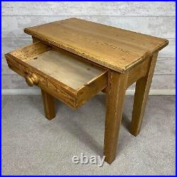 Vintage Solid Chunky Pine Wood 1 Drawer Entrance Hallway Console Side Lamp Table