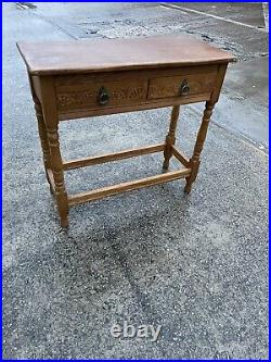 Vintage Solid Oak Console Table. Antique Retro