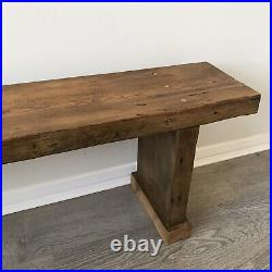 Vintage Solid Reclaimed Pine Wood Country Farmhouse Entrance Hallway Bench Seat