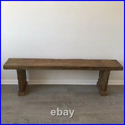 Vintage Solid Reclaimed Pine Wood Country Farmhouse Entrance Hallway Bench Seat
