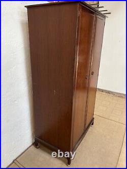 Vintage Solid Wooden Stag Wardrobe with Wheels