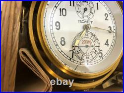 Vintage Submarine Clock Chronometer Poljot 1Mchz Box Wood Russian USSR Documents