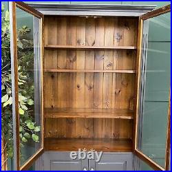 Vintage Tall Glazed Bookcase / Drinks Cupboard / China Cabinet /Cocktail Cabinet