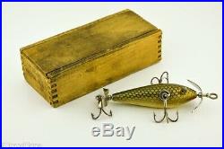 Vintage Uncatalogued Color Pflueger Monarch in Wood Box Antique Fishing Lure