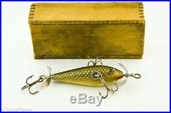 Vintage Uncatalogued Color Pflueger Monarch in Wood Box Antique Fishing Lure