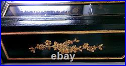 Vintage Victorian Hanging Vitrine Cabinet Glass Display Black Lacquer Gold