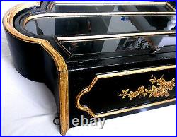 Vintage Victorian Hanging Vitrine Cabinet Glass Display Black Lacquer Gold