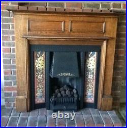 Vintage Victorian or Edwardian oak wood fireplace surround