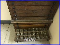 Vintage Watchmakers Cabinet, Collectors Drawers, Full Of Watch Glasses Etc