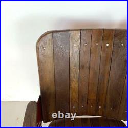 Vintage Wood And Metal Folding Cinema Theatre Seats Bench Chairs #3293