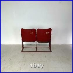 Vintage Wood And Metal Folding Cinema Theatre Seats Bench Chairs #3293