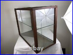 Vintage Wood Glass Tabletop Display Case Cabinet Showcase Doll Store Model Ship