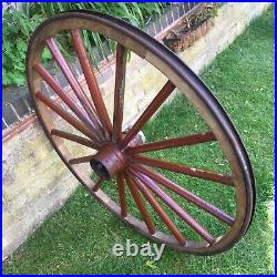 Vintage Wooden Large Cart Wheel Old Wagon Carriage Antique Garden Architectural