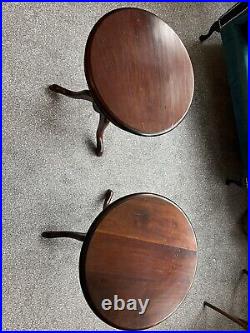 Vintage Wooden Round Small Side Table pair