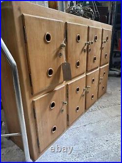 Vintage Wooden School Lockers Storage Cabinet