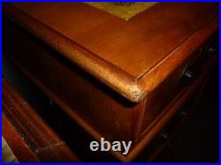 Vintage Yew Wood Double Pedestal Leather Top Desk 4ft By 2ft