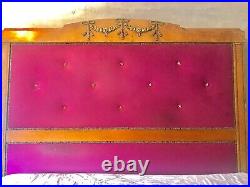Vintage antique Double Pink velvet wood frame bed