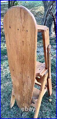 Vintage antique Wood wooden Chair Step Stool Ladder & Ironing Board 3 In 1