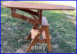 Vintage antique Wood wooden Chair Step Stool Ladder & Ironing Board 3 In 1