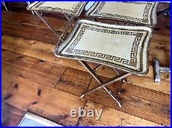 Vintage antique gold italian florentine folding tv tray tables wood wooden set 4