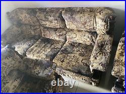 Vintage antique retro sofa 80s 1980s suite 3 piece Velour Velvet Wood