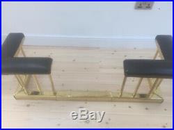Vintage extendable brass and leather fire surround/fender/seat Plus Fire Guard