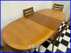 Vintage mid century Nathan teak extending dining table and 4x chairs Delivery