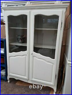 Vintage mid century authentic french display armoire linen cabinet