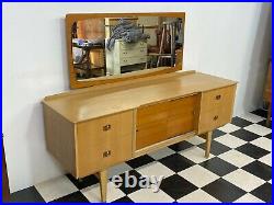 Vintage mid century light oak / teak wideboy dressing table Delivery Available