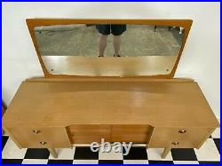 Vintage mid century light oak / teak wideboy dressing table Delivery Available
